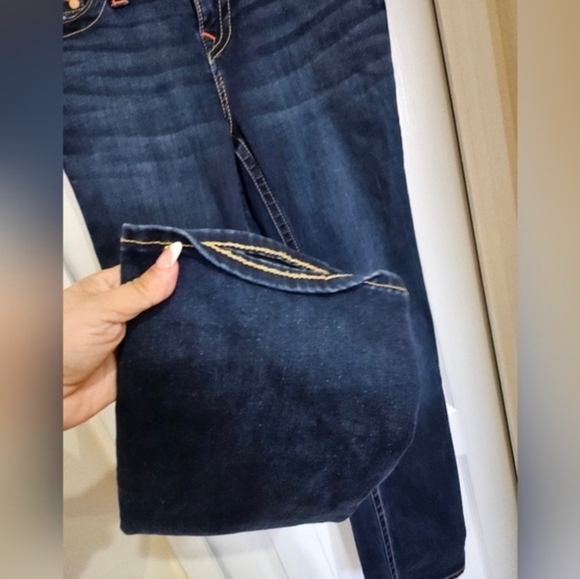 True Religion Becca Mid Rise Bootcut Denim with Orange Stitching Y2k Size 32. - Picture 5 of 14
